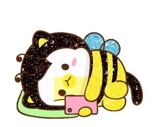 ⭐ gato, abelha, fofo, animal, desenho animado, adesivo telegram sticker