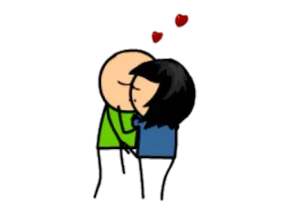 😘 ความรัก, คู่รัก, หัวใจ, ไซยาไนด์แอนด์แฮปปี้เนส, มนุษย์ก้าง, จูบ telegram sticker