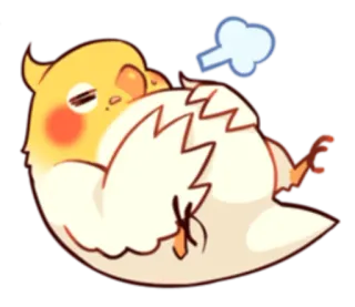☺ นก, ค็อกคาเทล, น่ารัก, ง่วง, การ์ตูน telegram sticker