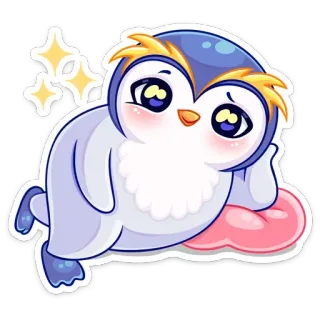 😊 пингвин, милый, каваий, животное, птица, мультфильм, наклейка whatsapp sticker
