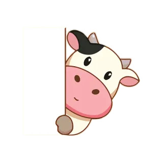 😧 krowa, zwierzę, kreskówka, słodki, zwierzę gospodarskie, ilustracja telegram sticker