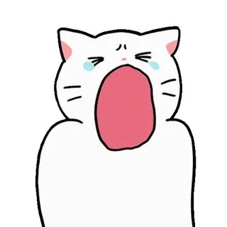 💬 gato, llorando, triste, molesto, dibujo, gato blanco whatsapp sticker