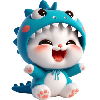 🤗 猫, 恐竜, かわいい, 動物, 漫画, ハッピー telegram sticker
