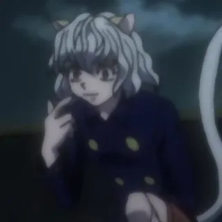 🧊 Neferpitou Hunter x Hunter anime, cat, white hair, chimera ant telegram sticker