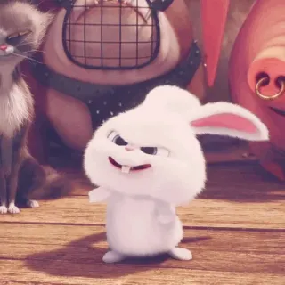 ☁️ Snowball The Secret Life of Pets lapin, lapinou, animal, mignon, dessin animé, animal de compagnie, méchant whatsapp sticker