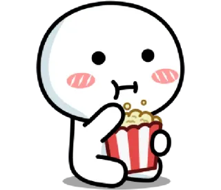 🍿 dessin animé, popcorn, manger, blanc, regarder, collation telegram sticker