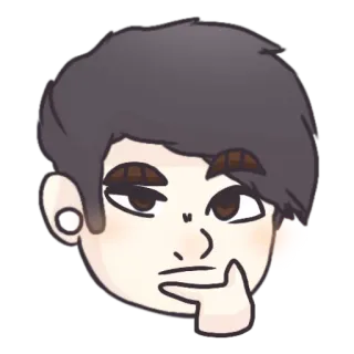 🤔 cartoon, thinking, portrait, face, boy, illustration telegram sticker
