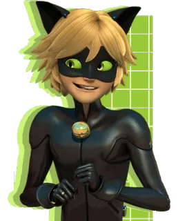 😈 Cat Noir Miraculous Ladybug кот, мультфильм, Леди Баг и Супер-Кот, Кот Нуар, супергерой telegram sticker
