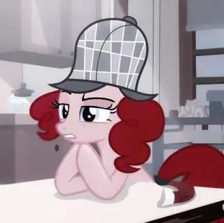 🎉 Pinkie Pie My Little Pony pinkie pie, my little pony, kreskówka, animowany, kucyk, detektyw, kapelusz telegram sticker