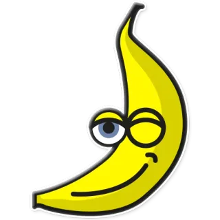 😉 Banane, Frucht, Cartoon, Zwinkern, Essen telegram sticker