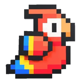 🥵 perroquet, pixel art, oiseau, animal, pixellisé whatsapp sticker