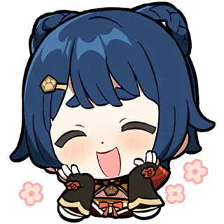 😊 Xiangling Genshin Impact 香菱, 原神, アニメ, ゲーム, ちびキャラ, 可愛い, 幸せ telegram sticker