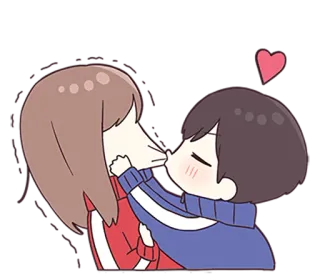🌟 casal, beijo, amor, desenho animado, chibi, romântico telegram sticker