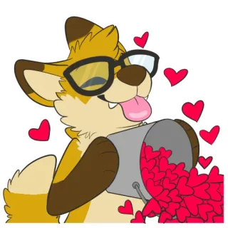 ❤️ dog, hearts, love, cartoon, sticker, cute, furry telegram sticker
