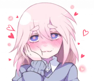 😌 Anime, Lucu, Hati, Gadis, Kawaii, Rambut Pink, Merona telegram sticker