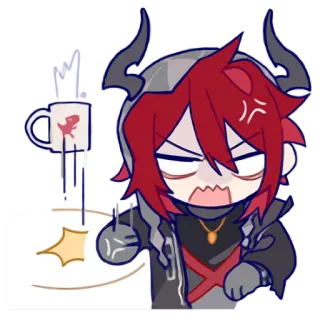 ☕️ Anime, Tức giận, Sừng, Chibi, Dễ thương telegram sticker