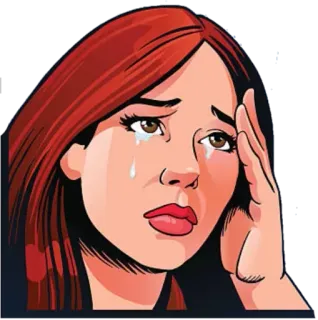 😢 femme, pleurer, triste, émotion, larmes, contrariée, angoissée, illustration telegram sticker