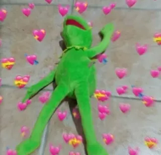 💝 Kermit the Frog Kermit, grenouille, marionnette, coeurs, amour whatsapp sticker