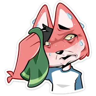 ⏺ raposa, suando, cansado, exausto, desenho animado, animal telegram sticker
