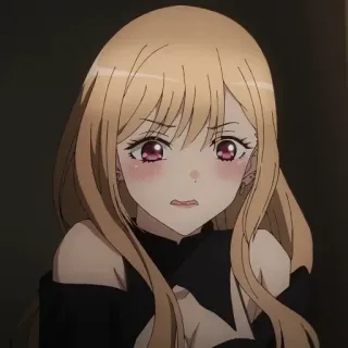 ❤️ Marin Kitagawa My Dress-Up Darling Аниме, Девушка, Милая, Светлые волосы, Смущенная, Красные глаза, Марин telegram sticker