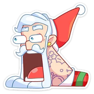 😲 Père Noël, Noël, Dessin animé, Autocollant, Vacances, Drôle telegram sticker