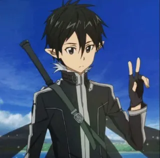 ♟ Kirito Sword Art Online Anime, Espada, Personaje, Signo de la paz telegram sticker