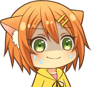 😥 อนิเมะ, สาวแมว, อารมณ์, การ์ตูน telegram sticker