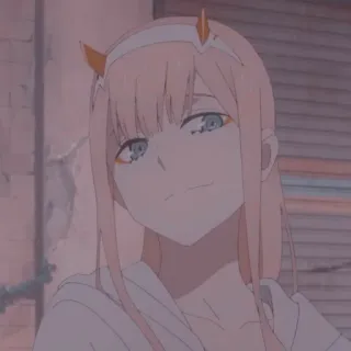 🌷 Zero Two Darling in the Franxx Anime, Garota, Personagem, Cabelo rosa, Chifres, Zero Two, Darling in the Franxx telegram sticker