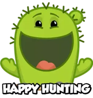 👍 HAPPY HUNTING cartoon, cactus, hunting, happy, text telegram sticker