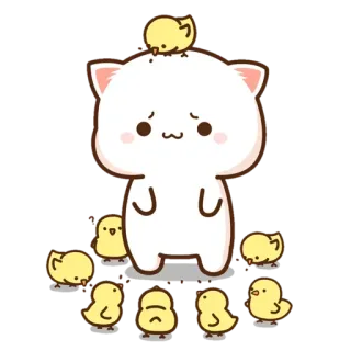 😶 Katze, Küken, niedlich, Cartoon, Tier, kawaii, Sticker telegram sticker