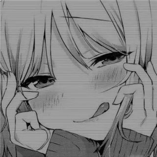 🖤 Anime, Ragazza, Manga, Rossore, Emozionale, Bianco e nero telegram sticker