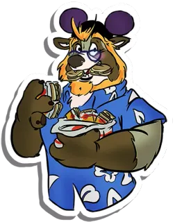 🍔 cartoon, animal, eating, food, character telegram sticker