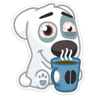 ☕️ perro, cansado, café, dibujo animado, dormilón, lindo, animal telegram sticker