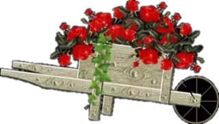 🌸 розы, тачка, цветы, сад, винтаж, красные розы, цветочный telegram sticker