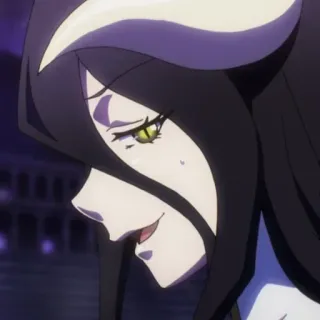😏 Albedo Overlord 애니메이션, 소녀, 악마, 오버로드, 알베도, 뿔 telegram sticker