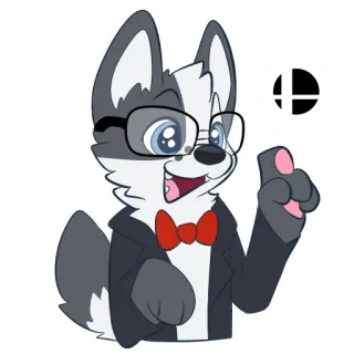 🎮 オオカミ, 動物, アニメ, 蝶ネクタイ, メガネ, スマブラ telegram sticker