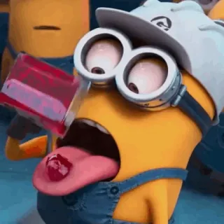 🍌 Minion Minion, Cartoon, Lustig, Albern, Trinken, Zunge, Süß, Gelb telegram sticker