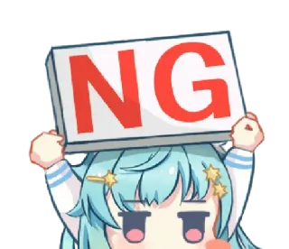 😑 NG Anime, Bord, Schattig, Meisje, Reactie, Niet goed telegram sticker