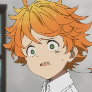 😧 Emma The Promised Neverland Anime, Postać, Zszokowana, Dziewczyna, Wyraz telegram sticker