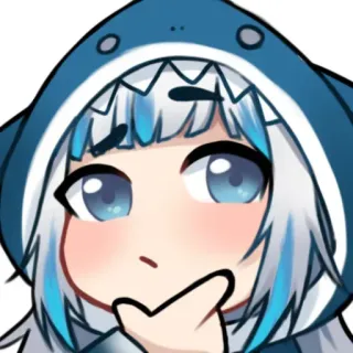 🤔 Gawr Gura gawr gura, vtuber, tubarão, anime, fofo, pensando telegram sticker