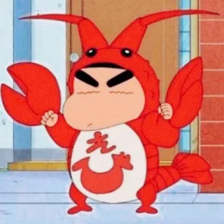 🍠 Shin-chan Crayon Shin-chan Anime, Kartun, Lobster, Karakter, Merah, Lucu telegram sticker