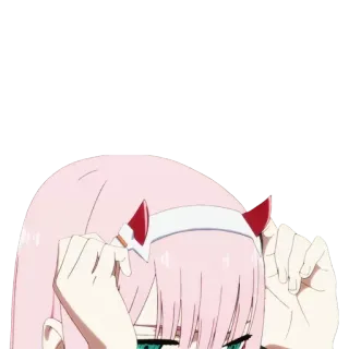 ❤️ Zero Two Darling in the Franxx Anime, Zero Two, Darling in the Franxx, Pinke Haare, Hörner, Süß, Charakter telegram sticker