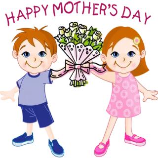😍 Мультфильм, Дети, Цветы, Дружба, Милый, Мальчик, Девочка telegram sticker