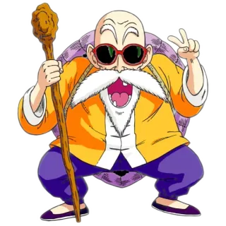 🤓 Master Roshi Dragon Ball Anime, Dragon Ball, Muten Roshi, Dibujos animados, Signo de la paz telegram sticker