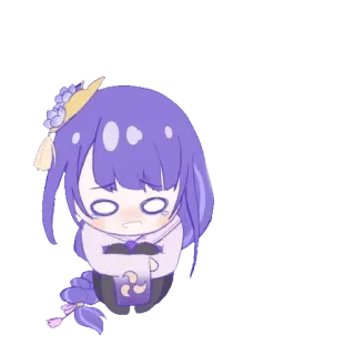 😰 Raiden Shogun Genshin Impact anime, cute, crying, sad, video game, chibi, purple, raiden shogun, genshin impact telegram sticker