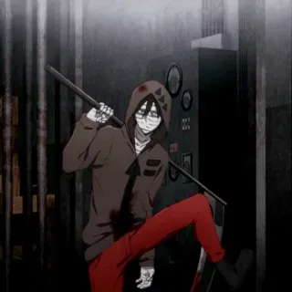 🩸 Isaac Foster Angels of Death anime, scythe, blood, character, zack telegram sticker