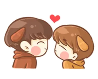 💜 cartoon, liefde, schattig, illustratie, hart, koppel, vriendschap, kawaii telegram sticker