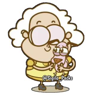 🤗 @Sigilo_Packs Мультфильм, Бабушка, Собака, Объятие, Любовь telegram sticker