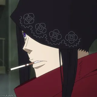 🃏 Аниме, Курение, Персонаж, Шляпа, Длинные Волосы telegram sticker