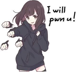 😏 I will pwn u! 动漫, 漫画, 卡通, 格斗, 游戏, 可爱, 角色 whatsapp sticker